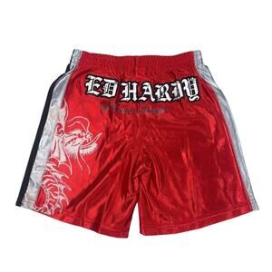 NEW Ed Hardy Basketball Short Boys 5/6 Red Tattoo Eagle Dagger Y2K Athletic Mesh